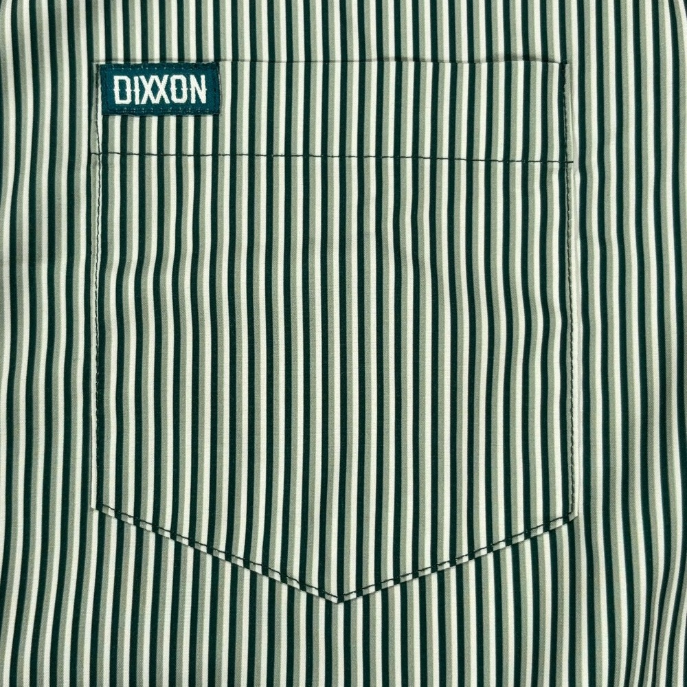 Dixxon The Benny Party Shirt Mens XL Green White Triple Stripe Short Sleeve - Picture 4 of 10
